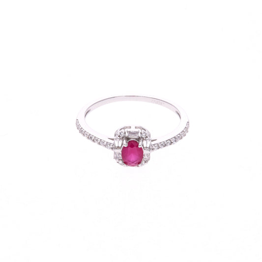 ANILLO EN PLATA LEY .925, CON RODIO , ZIRCONIA AAA ROJO RUBI Y BLANCO
