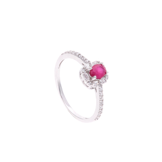 ANILLO EN PLATA LEY .925, CON RODIO , ZIRCONIA AAA ROJO RUBI Y BLANCO