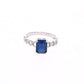 ANILLO EN PLATA LEY .925, CON RODIO , ZIRCONIA AAA AZUL ZAFIRO Y BLANCO