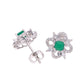 BROQUEL EN PLATA LEY .925, CON RODIO , ZIRCONIA AAA VERDE ESMERALDA Y BLANCO