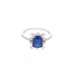 Anillo Plata Ley 925 con Rodio y Zirconia AAA Color Azul zafiro y blanco redondo