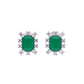 Broquel Plata Ley 925 con Rodio y Zirconia AAA Color Verde Esmeralda y Blanco Corte Rectangular