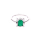 Anillo Plata Ley 925 con Rodio y Zirconia AAA Color Verde Esmeralda y Blanco Corte Rectangular