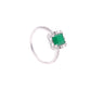 Anillo Plata Ley 925 con Rodio y Zirconia AAA Color Verde Esmeralda y Blanco Corte Rectangular