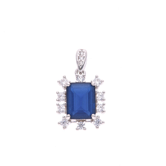 DIJE  EN PLATA LEY .925, CON RODIO ,  ZIRCONIA  AAA  AZUL ZAFIRO Y BLANCO