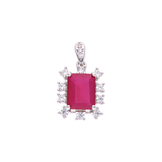 DIJE  EN PLATA LEY .925, CON RODIO ,  ZIRCONIA  AAA  ROJO RUBI Y BLANCO