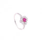 ANILLO  EN PLATA LEY .925, CON RODIO ,  ZIRCONIA  AAA  ROJO RUBI Y BLANCO