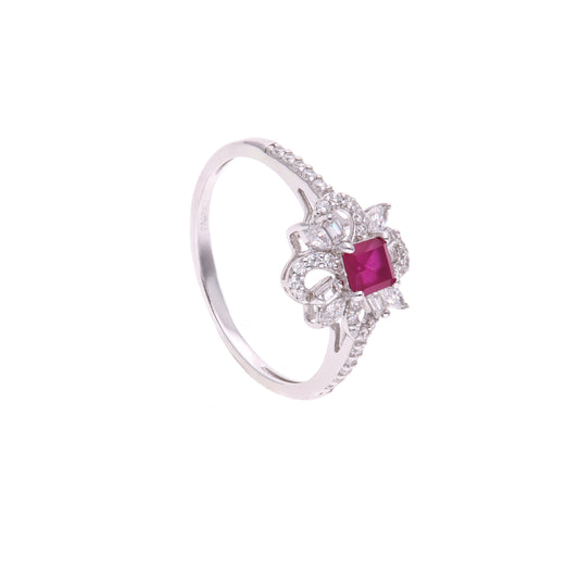 ANILLO EN PLATA LEY .925, CON RODIO , ZIRCONIA AAA ROJO RUBI Y BLANCO