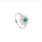 Anillo Plata Ley 925 con Rodio y Zirconia AAA Color Verde Esmeralda y Blanco
