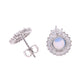 BROQUEL EN PLATA LEY .925, CON RODIO , ZIRCONIA AAA BLANCO Y OPALO AZUL