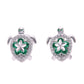 BROQUEL EN PLATA LEY .925, CON RODIO AAA, TOPACIO VERDE Y BLANCO, TORTUGA
