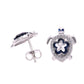 BROQUEL EN PLATA LEY .925, CON RODIO , TOPACIO AZUL Y BLANCO, TORTUGA