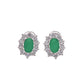 Broquel Plata Ley 925 con Rodio y Zirconia AAA Color Verde Esmeralda y Blanco Ovalado