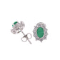Broquel Plata Ley 925 con Rodio y Zirconia AAA Color Verde Esmeralda y Blanco Ovalado