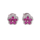 ARETES EN PLATA LEY .925, CON RODIO , ZIRCONIA AAA ROJO RUBI Y BLANCO