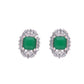 BROQUEL  EN PLATA LEY .925, CON RODIO ,  ZIRCONIA AAA  VERDE ESMERALDA Y BLANCO
