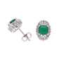 BROQUEL  EN PLATA LEY .925, CON RODIO ,  ZIRCONIA AAA  VERDE ESMERALDA Y BLANCO