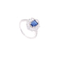 Anillo Plata Ley 925 con Rodio – Zafiro AAA Color Azul Zafiro y Blanco