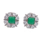 Broquel Plata Ley 925 con Rodio y Zirconia AAA Color Verde Esmeralda y Blanco