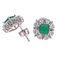 Broquel Plata Ley 925 con Rodio y Zirconia AAA Color Verde Esmeralda y Blanco