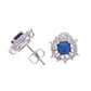 BROQUEL EN PLATA LEY .925, CON RODIO , ZIRCONIA AAA AZUL ZAFIRO AZUL Y BLANCO