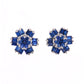 BROQUEL EN PLATA LEY .925, CON RODIO , ZIRCONIA AAA AZUL ZAFIRO Y BLANCO  , EN FORMA DE FLOR