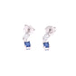 ARETES EN PLATA LEY .925, CON RODIO , ZIRCONIA AAA AZUL ZAFIRO Y BLANCO  , EN FORMA DE FLOR