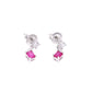 ARETES EN PLATA LEY .925, CON RODIO , ZIRCONIA AAA ROJO RUBI Y BLANCO