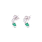 ARETES EN PLATA LEY .925, CON RODIO , ZIRCONIA AAA VERDE ESMERALDA Y BLANCO