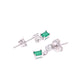 ARETES EN PLATA LEY .925, CON RODIO , ZIRCONIA AAA VERDE ESMERALDA Y BLANCO