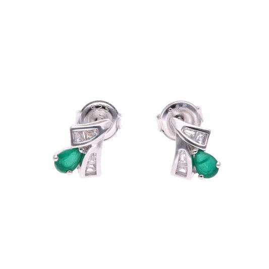 BROQUEL EN PLATA LEY .925, CON RODIO , ZIRCONIA AAA VERDE ESMERALDA Y BLANCO