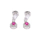 Aretes Plata Ley 925 con Rodio y Zirconia AAA Color Rojo Rubí y Blanco