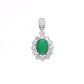 Dije Plata Ley 925 con Rodio y Zirconia AAA Color Verde Esmeralda y Blanco Ovalado