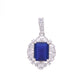 Dije Plata Ley 925 con Rodio y Zirconia AAA Color Azul Zafiro y Blanco