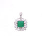 Dije Plata Ley 925 con Rodio y Zirconia AAA Color Verde Esmeralda y Blanco