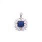 Dije Plata Ley 925 con Rodio y Zirconia AAA Color Azul Zafiro y Blanco