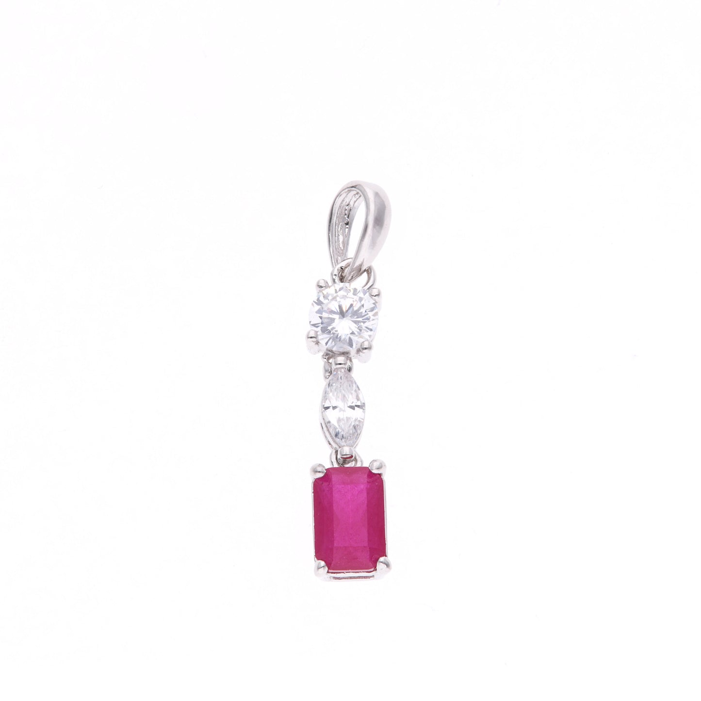 DIJE EN PLATA LEY .925, CON RODIO , ZIRCONIA AAA ROJO RUBI Y BLANCO