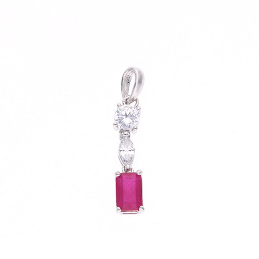 DIJE EN PLATA LEY .925, CON RODIO , ZIRCONIA AAA ROJO RUBI Y BLANCO