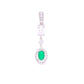 Dije Plata Ley 925 con Rodio y Zirconia AAA Color Verde Esmeralda y Blanco Ovalado