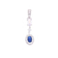 Dije Plata Ley 925 con Rodio y Zirconia AAA Color Azul Zafiro y Blanco Ovalado