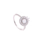 ANILLO EN PLATA LEY .925, CON RODIO , ZIRCONIA AAA BLANCO Y OPALO BLANCO