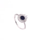 ANILLO EN PLATA LEY .925, CON RODIO , ZIRCONIA AAA  BLANCO  Y  LAPISLAZULI