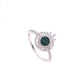 ANILLO EN PLATA LEY .925, CON RODIO ,ZIRCONIA AAA BLANCO Y MALAQUITA