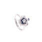ANILLO EN PLATA LEY .925, CON RODIO , ZIRCONIA AAA AZUL ZAFIRO Y BLANCO, TORTUGA, AJUSTABLE