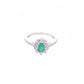Anillo Plata Ley 925 con Rodio y Zirconia AAA Color Verde Esmeralda y Blanco Ovalado