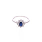 Anillo Plata Ley 925 con Rodio y Zirconia AAA Color Azul Zafiro y Blanco Ovalado
