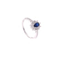 Anillo Plata Ley 925 con Rodio y Zirconia AAA Color Azul Zafiro y Blanco Ovalado