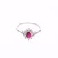 Anillo Plata Ley 925 con Rodio y Zirconia AAA Color Rojo Rubí y Blanco Ovalado