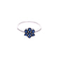 ANILLO EN PLATA LEY .925, CON RODIO , ZIRCONIA AAA AZUL ZAFIRO Y BLANCO  , EN FORMA DE FLOR