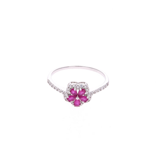ANILLO EN PLATA LEY .925, CON RODIO , ZIRCONIA AAA ROJO RUBI Y BLANCO